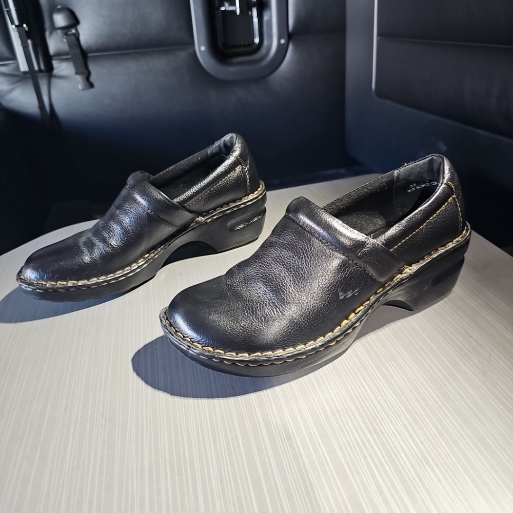 Børn Concept‎ (b.ø.c) - Peggy - Black Leather Clogs - US Womens Size 8.5M - EUC
